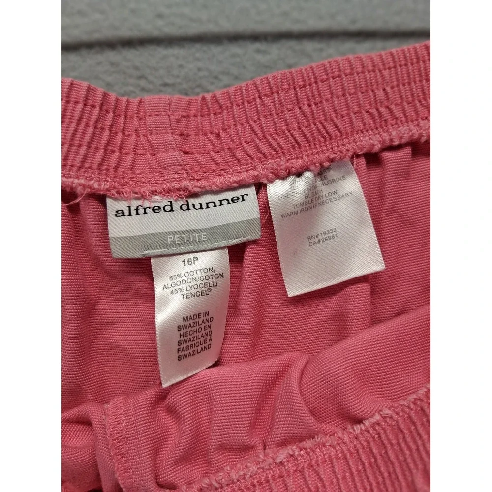 Alfred Dunner Pink Elastic Waist Pull On‎ Pants Petite 16P Cotton Tencel Blend